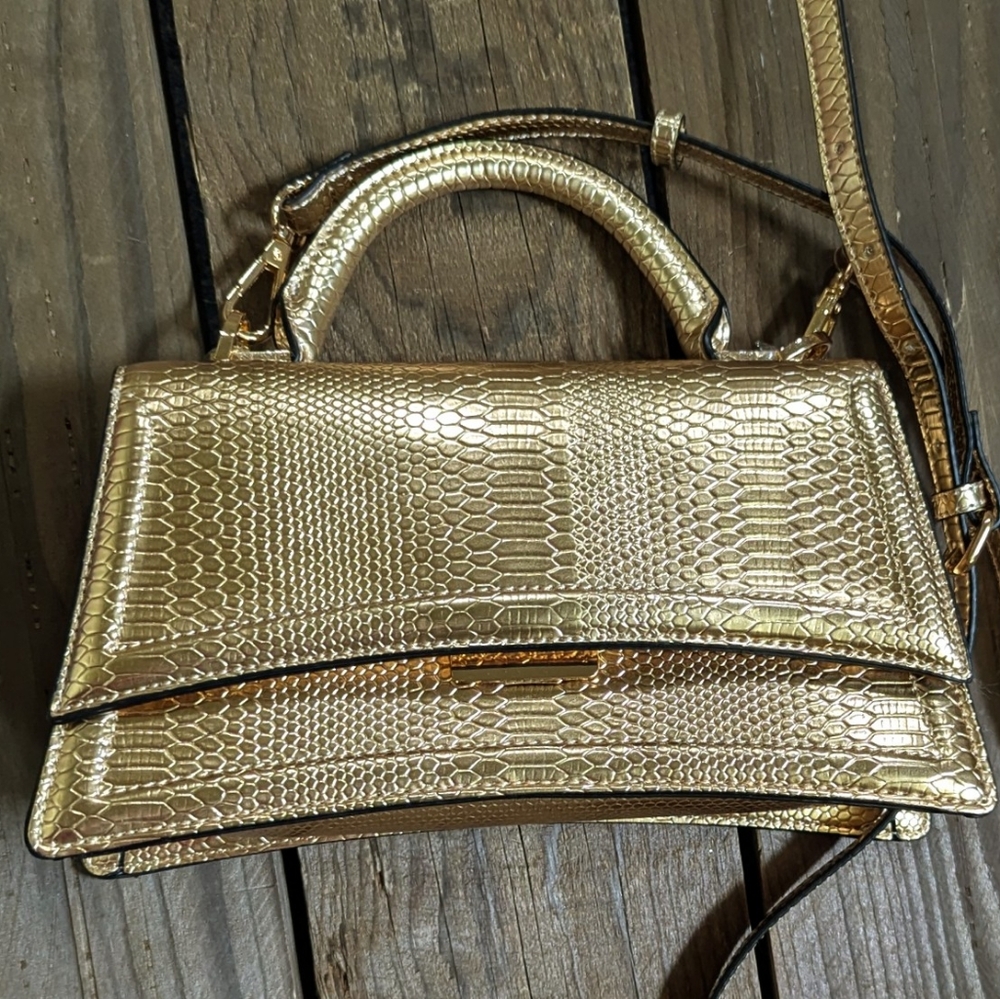 Aldo Gold Textured Handbag